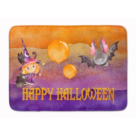 Carolines Treasures Halloween Little Witch & Bat Machine Washable Memory Foam Mat BB7458RUG